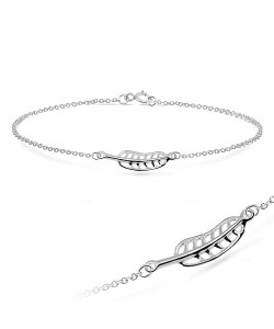 Skeleton Leaf Silver Anklet ANK-203